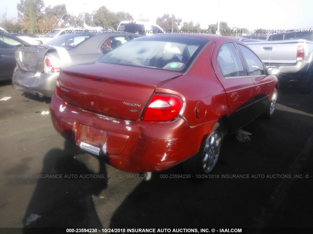 1B3ES56CX4D568576 - 2004 DODGE NEON SXT MAROON photo 4