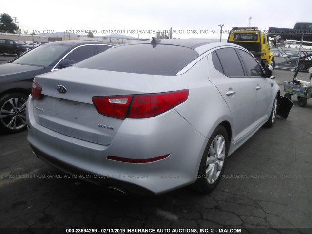 5XXGN4A74EG318776 - 2014 KIA OPTIMA EX SILVER photo 4