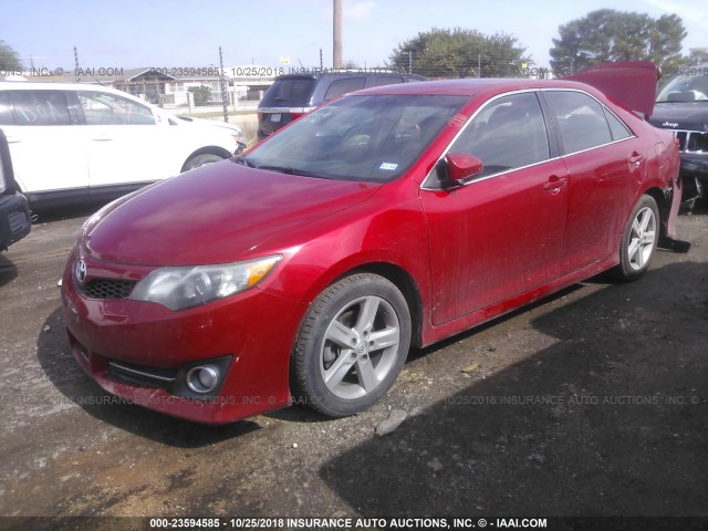4T1BF1FK1EU747785 - 2014 TOYOTA CAMRY L/SE/LE/XLE RED photo 2