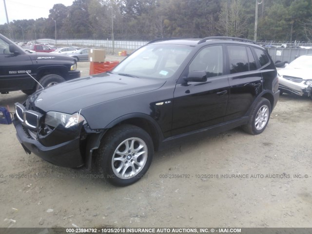 WBXPA73455WC50038 - 2005 BMW X3 2.5I BLACK photo 2