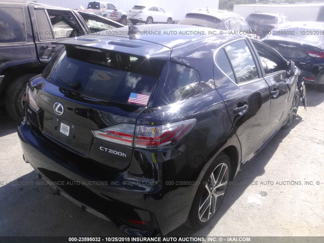 JTHKD5BHXG2261405 - 2016 LEXUS CT 200 BLACK photo 4