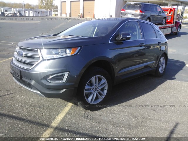 2FMTK4J82FBB21182 - 2015 FORD EDGE SEL GRAY photo 2