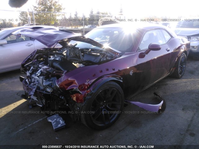 2C3CDZC94JH127674 - 2018 DODGE CHALLENGER SRT HELLCAT BURGUNDY photo 2