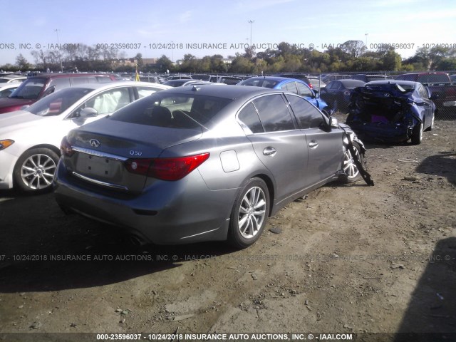 JN1BV7APXEM684623 - 2014 INFINITI Q50 PREMIUM/SPORT GRAY photo 4