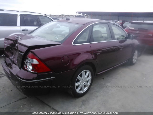 1FAHP25157G156117 - 2007 FORD FIVE HUNDRED LIMITED RED photo 4