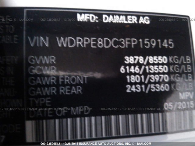 WDRPE8DC3FP159145 - 2015 FREIGHTLINER SPRINTER Unknown photo 9