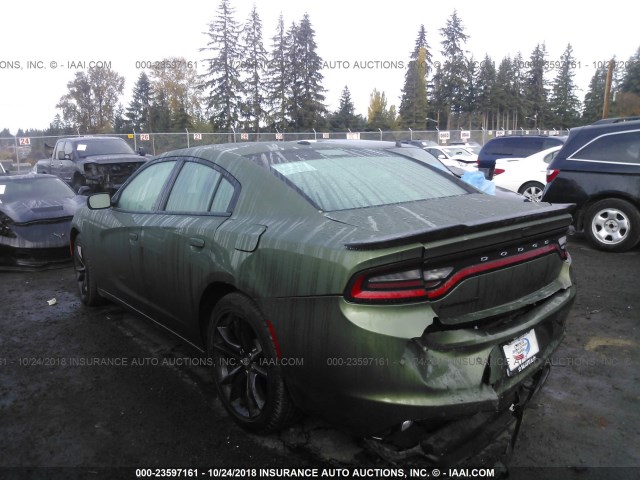 2C3CDXBG5JH221082 - 2018 DODGE CHARGER SXT GREEN photo 3