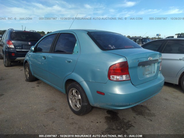 KL1TD52665B324654 - 2005 CHEVROLET AVEO LS TURQUOISE photo 3