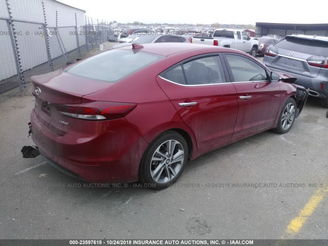 KMHD84LF6HU314933 - 2017 HYUNDAI ELANTRA SE/VALUE/LIMITED RED photo 4