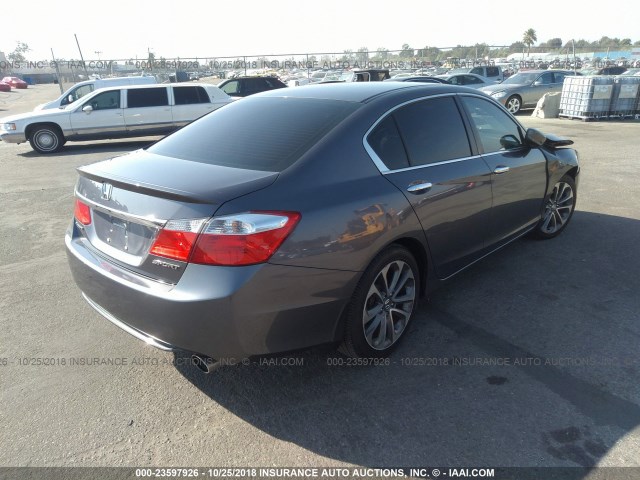 1HGCR2F50EA143826 - 2014 HONDA ACCORD SPORT GRAY photo 4