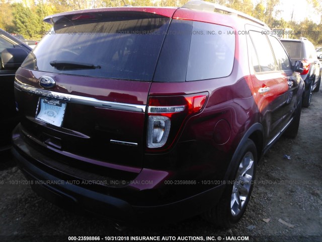 1FM5K7D82FGB46260 - 2015 FORD EXPLORER XLT RED photo 4