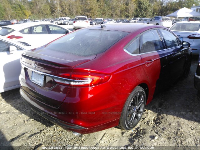 3FA6P0G79JR255326 - 2018 FORD FUSION S BURGUNDY photo 4