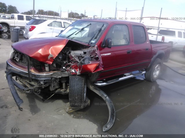5TEGN92N23Z198078 - 2003 TOYOTA TACOMA DOUBLE CAB PRERUNNER RED photo 2