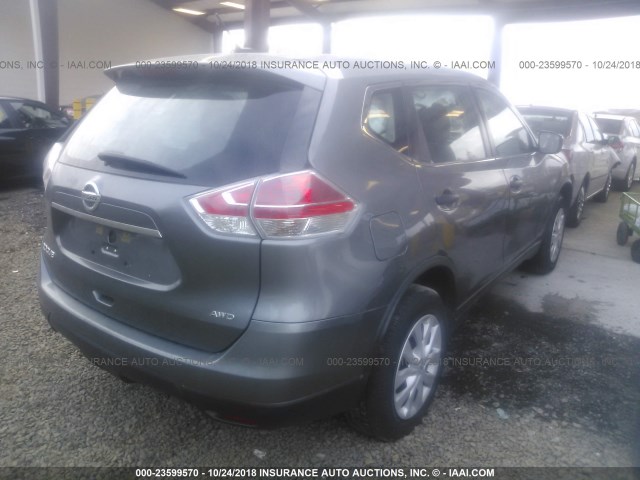 KNMAT2MV7GP688738 - 2016 NISSAN ROGUE S/SL/SV GRAY photo 4