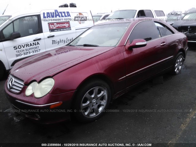 WDBTJ65J94F109296 - 2004 MERCEDES-BENZ CLK 320C RED photo 2