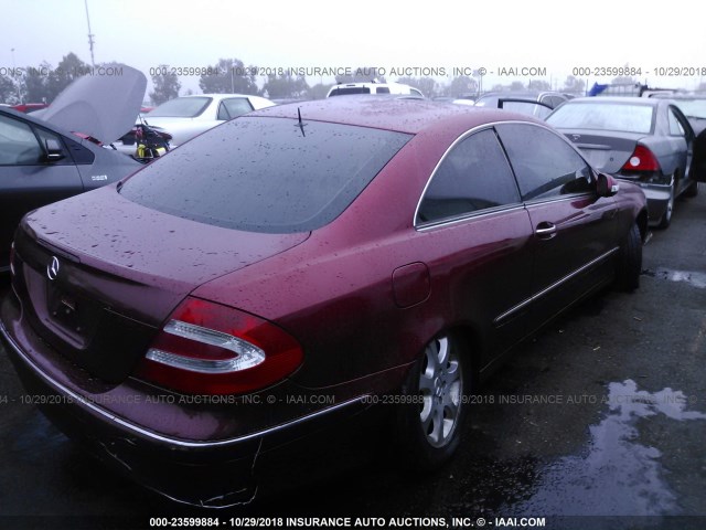 WDBTJ65J94F109296 - 2004 MERCEDES-BENZ CLK 320C RED photo 4