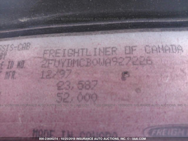 2FUYDMCB0WA927226 - 1998 FREIGHTLINER FLD FLD120 MAROON photo 10