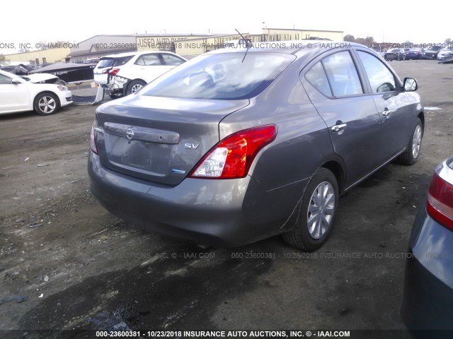 3N1CN7AP2CL818116 - 2012 NISSAN VERSA S/SV/SL GRAY photo 4