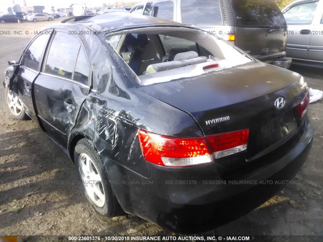 5NPEU46C36H072504 - 2006 HYUNDAI SONATA GLS/LX BLACK photo 3