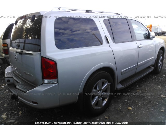 5N1AA0NE7CN605481 - 2012 NISSAN ARMADA SV/SL/PLATINUM SILVER photo 4