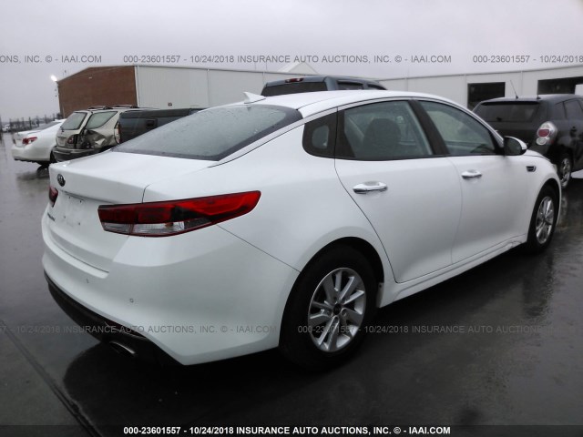 5XXGT4L3XJG199822 - 2018 KIA OPTIMA LX/S WHITE photo 4