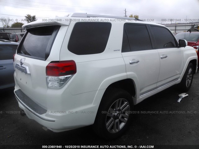 JTEBU5JR5D5131775 - 2013 TOYOTA 4RUNNER SR5/LIMITED/TRAIL WHITE photo 4