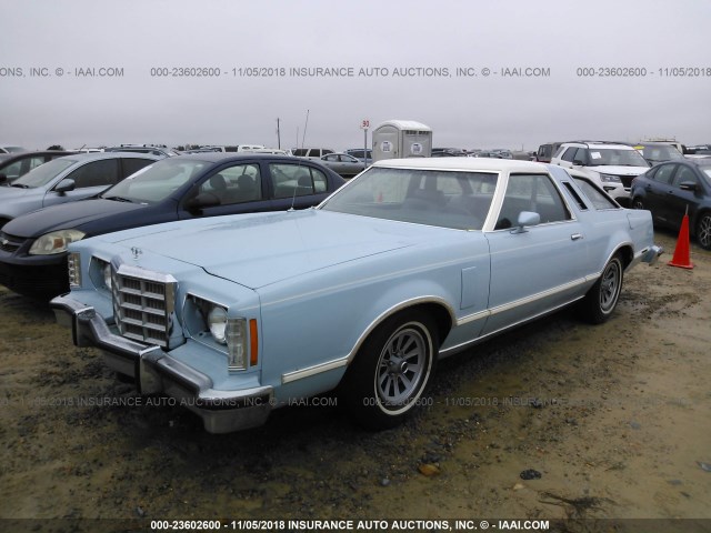 9G87F258643 - 1979 FORD THUNDERBIRD  Light Blue photo 2