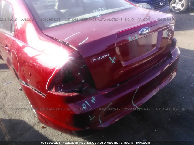 3FAHP0GAXAR232996 - 2010 FORD FUSION S RED photo 6