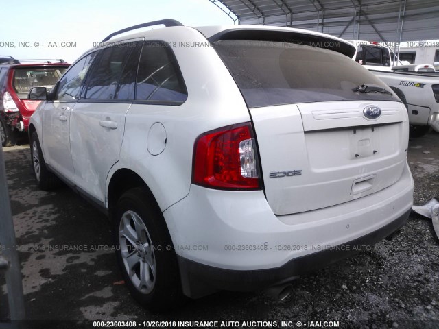 2FMDK3JC9DBB52896 - 2013 FORD EDGE SEL WHITE photo 3