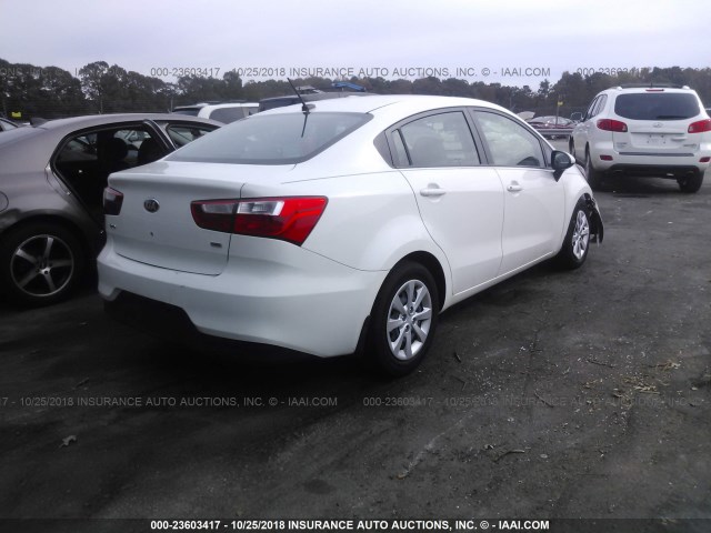 KNADM4A37G6588666 - 2016 KIA RIO LX WHITE photo 4