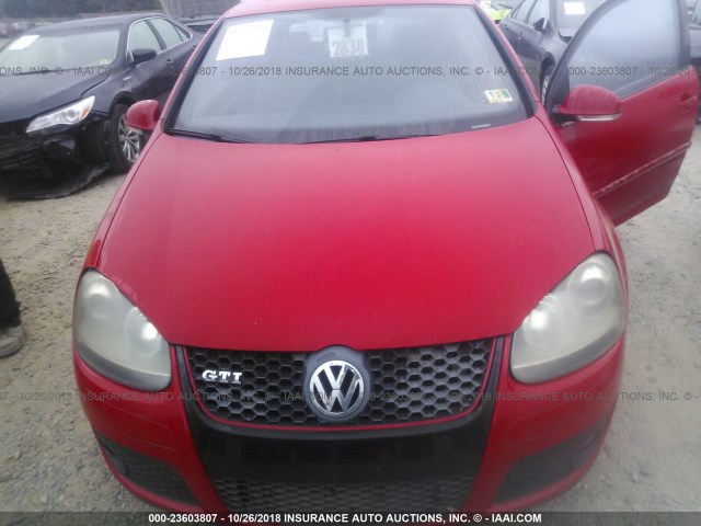 WVWFV71K26W079343 - 2006 VOLKSWAGEN NEW GTI RED photo 6