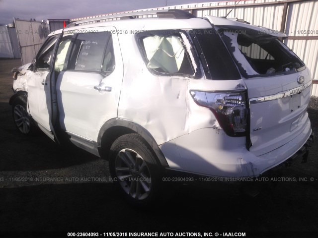 1FM5K8D88FGC28385 - 2015 FORD EXPLORER XLT WHITE photo 3