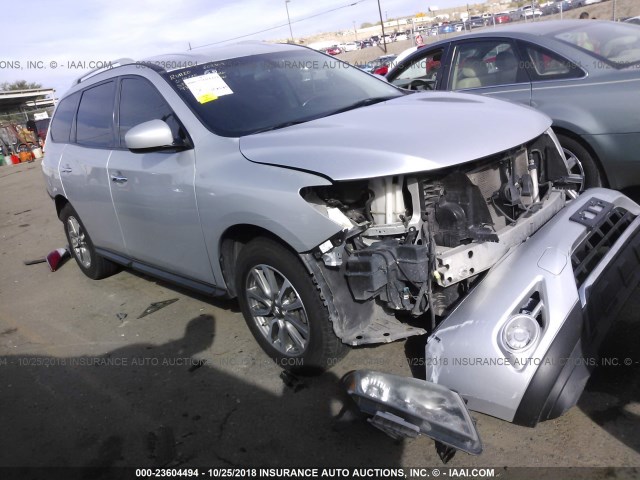 5N1AR2MM2DC671043 - 2013 NISSAN PATHFINDER S/SV/SL/PLATINUM SILVER photo 1