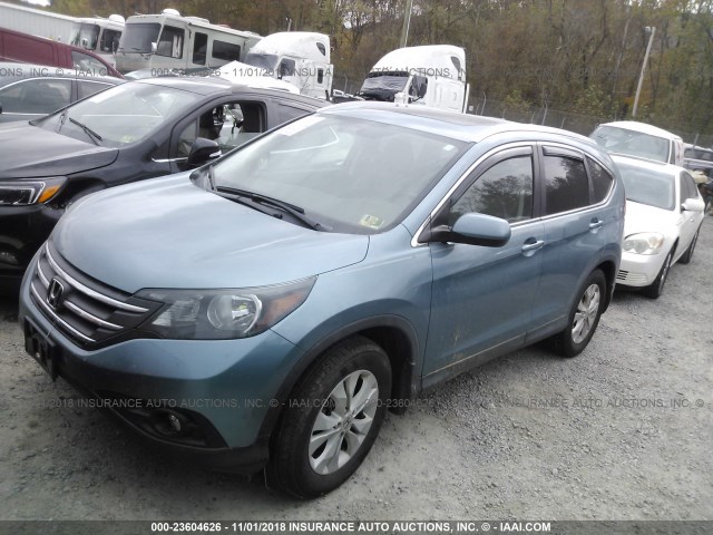 2HKRM4H79EH618111 - 2014 HONDA CR-V EXL BLUE photo 2