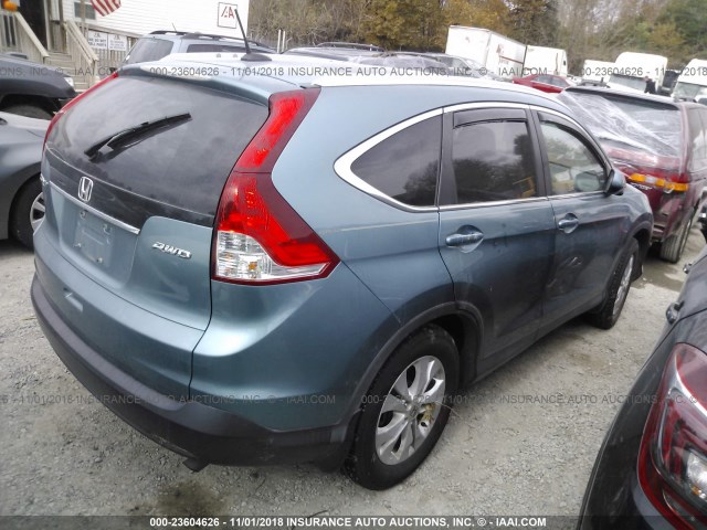 2HKRM4H79EH618111 - 2014 HONDA CR-V EXL BLUE photo 4