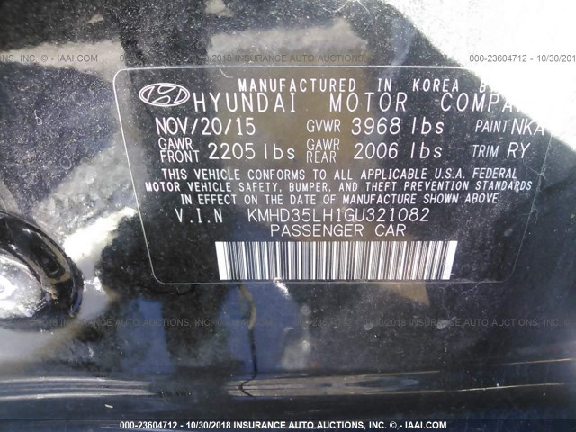 KMHD35LH1GU321082 - 2016 HYUNDAI ELANTRA GT BLACK photo 9