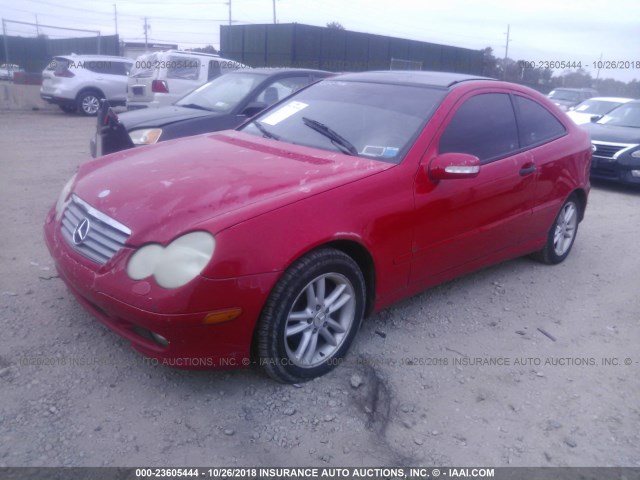 WDBRN47J12A368469 - 2002 MERCEDES-BENZ C 230K SPORT COUPE RED photo 2