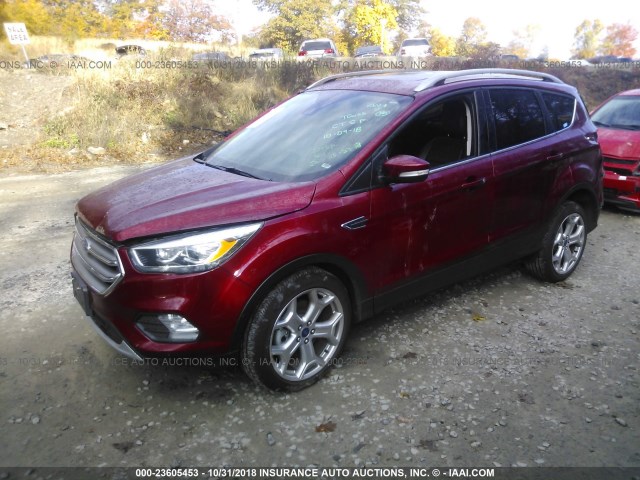 1FMCU9JD8HUF00219 - 2017 FORD ESCAPE TITANIUM RED photo 2