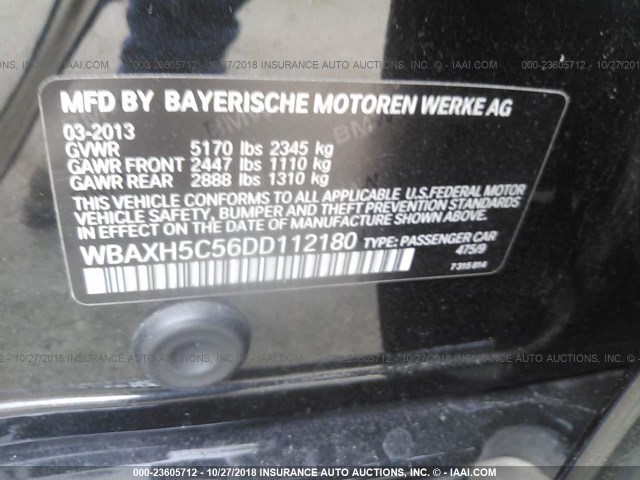 WBAXH5C56DD112180 - 2013 BMW 528 XI BLACK photo 9