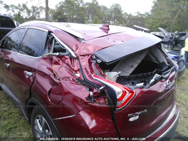 5N1AZ2MG5HN148345 - 2017 NISSAN MURANO S/SL/SV/PLATINUM RED photo 6