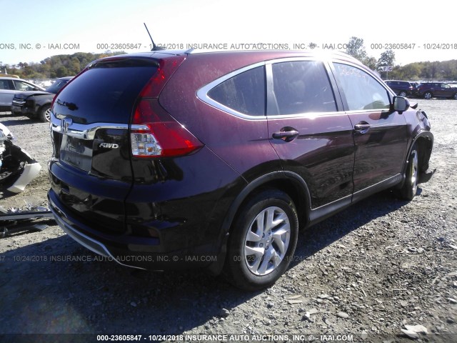 2HKRM4H78FH640201 - 2015 HONDA CR-V EXL BURGUNDY photo 4