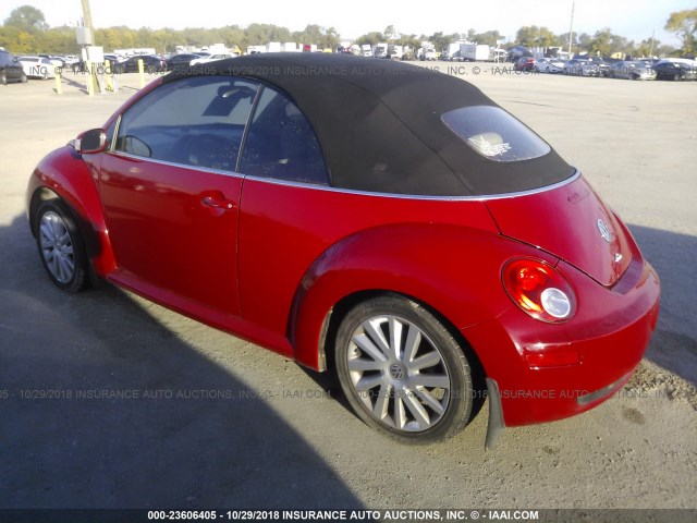 3VWRF31Y98M409258 - 2008 VOLKSWAGEN NEW BEETLE CONVERTIBLE SE RED photo 3