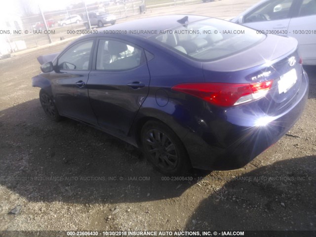 5NPDH4AE5CH091480 - 2012 HYUNDAI ELANTRA GLS/LIMITED BLUE photo 3