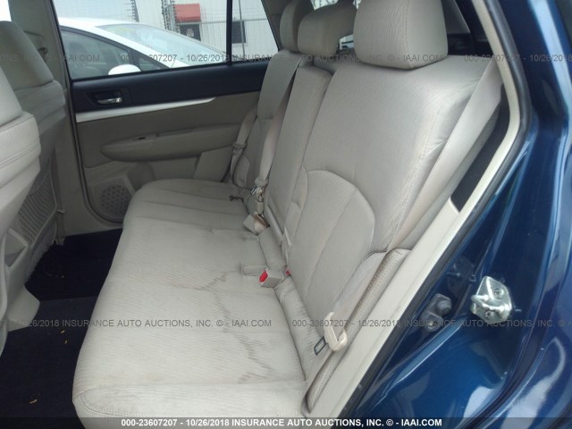 4S4BRCCC4B3322952 - 2011 SUBARU OUTBACK 2.5I PREMIUM BLUE photo 8