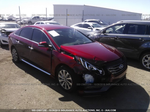 5NPE34AF2FH072692 - 2015 HYUNDAI SONATA SPORT/LIMITED RED photo 1