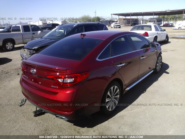 5NPE34AF2FH072692 - 2015 HYUNDAI SONATA SPORT/LIMITED RED photo 4