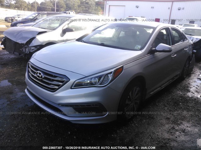 5NPE34AF3FH151286 - 2015 HYUNDAI SONATA SPORT/LIMITED SILVER photo 2