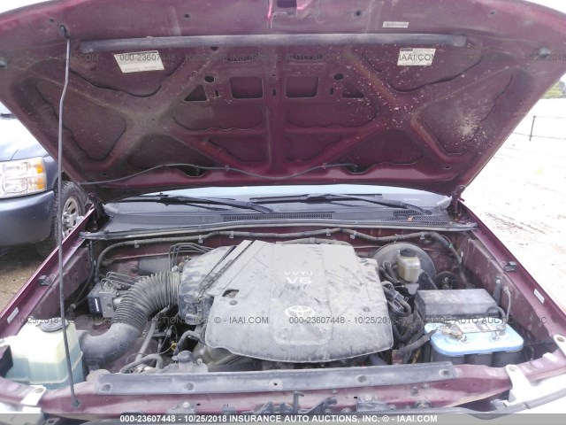 5TEUU42N26Z152408 - 2006 TOYOTA TACOMA ACCESS CAB წითელი ფოტო 10