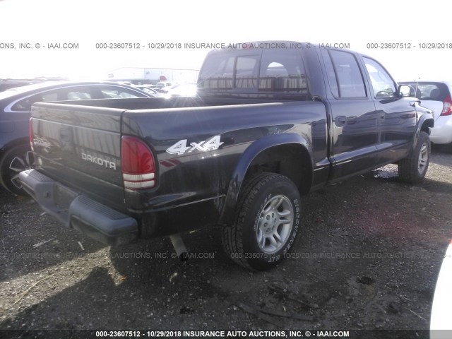 1D7HG38NX4S554758 - 2004 DODGE DAKOTA QUAD SPORT BLACK photo 4