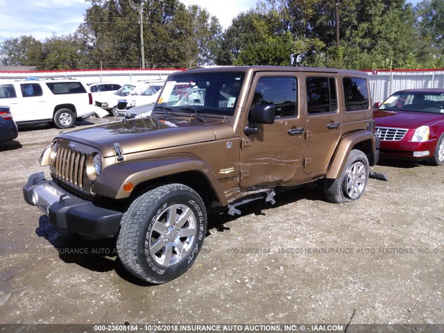 1C4BJWEG5FL612345 - 2015 JEEP WRANGLER UNLIMITE SAHARA BROWN photo 2